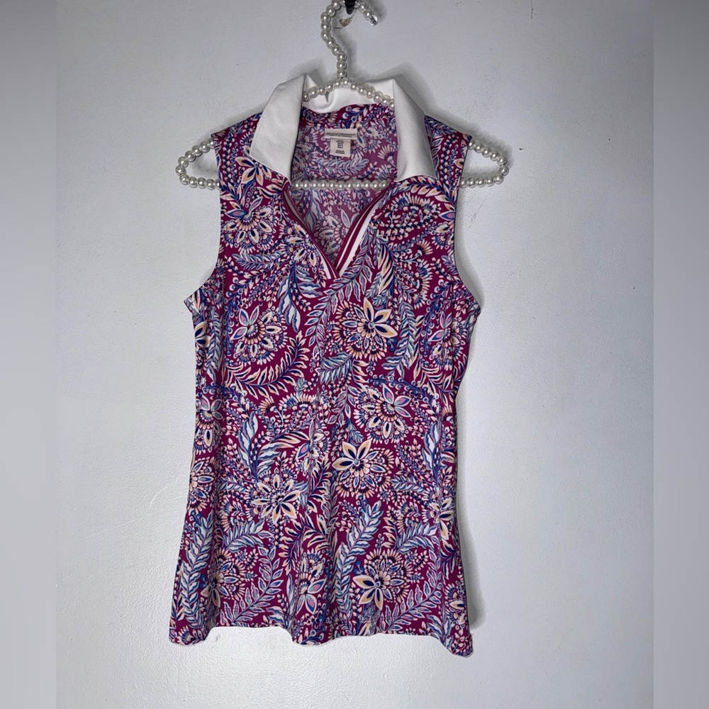 Women's Tommy Bahama Golf Tennis Sleeveless Shirt‎ Small Purple Floral